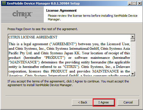 xenmobile license agreement